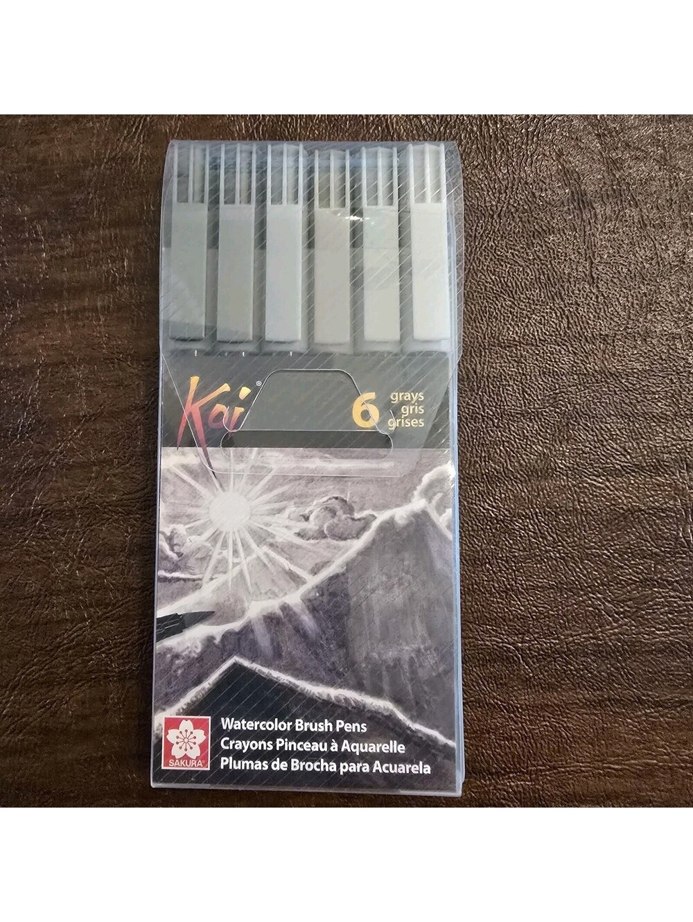 Sakura XBR-6SA Koi Watercolor Coloring Brush Pen Set, 6 Count, Assorted Grays
